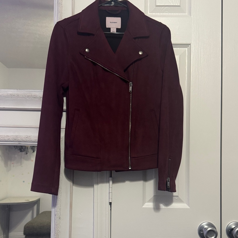 Old Navy Burgundy Leather Jacket